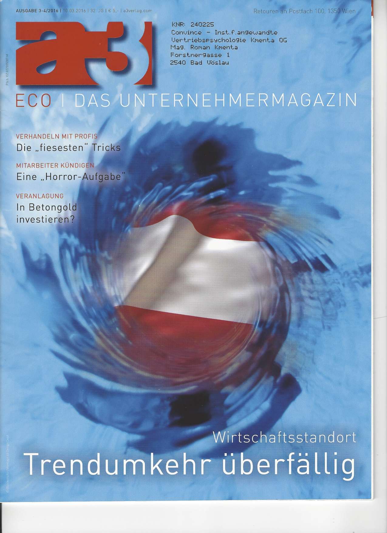 Tückische Taktiken Titelblatt - a3 ECO Magazin 03/2016 - Roman Kmenta - Vortragsredner und Autor