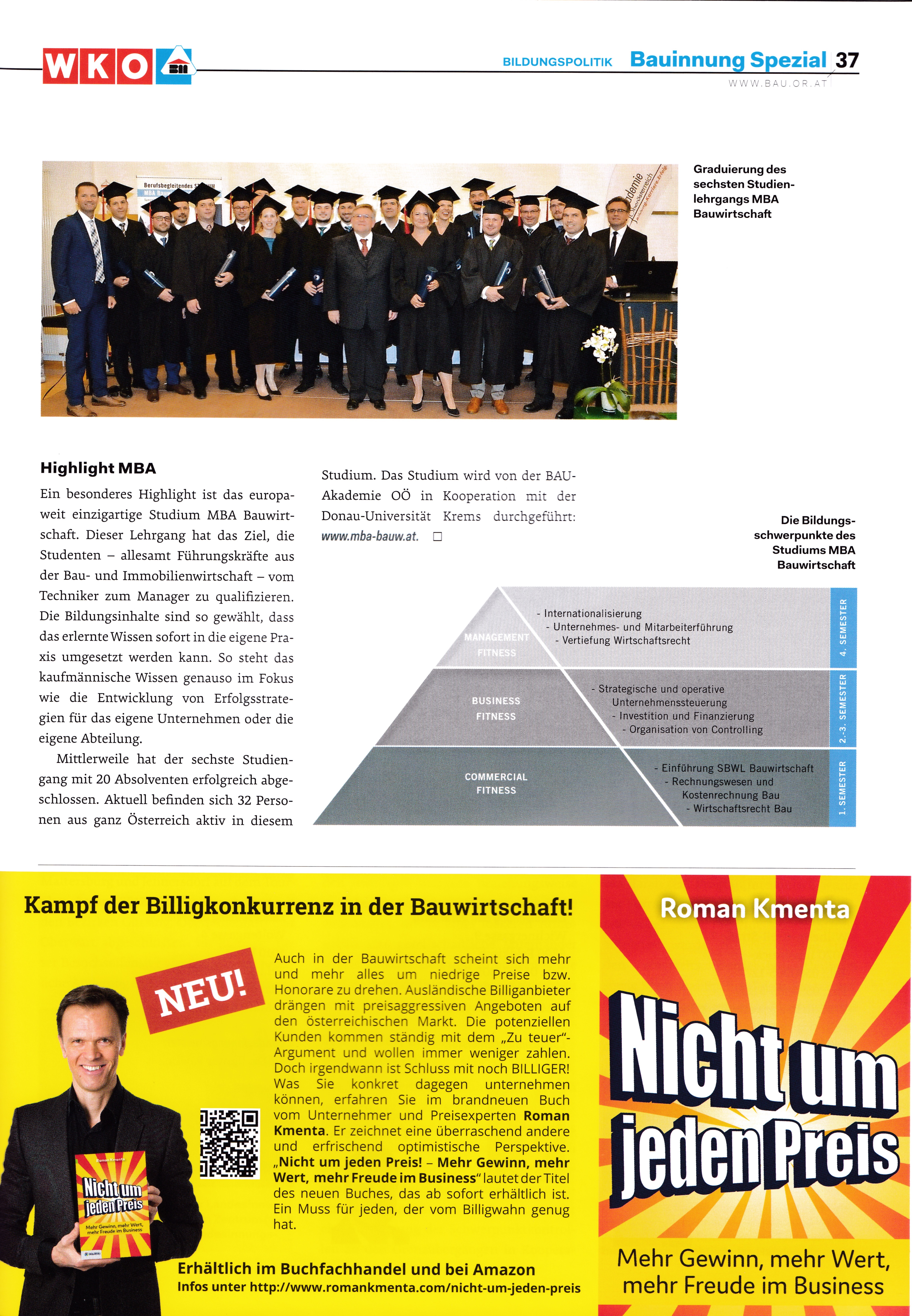 Österreichische Bauzeitung - Buch Nicht um jeden Preis - Roman Kmenta - Unternehmer und Keynote Speaker