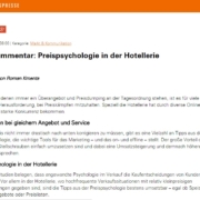 Gastkommentar Preispsychologie in der Hotellerie Teil 1 - Mag. Roman Kmenta - Preisexperte und Keynote Speaker