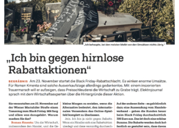 Ich bin gegen hirnlose Rabattaktionen - Black Friday - Interview mit Mag. Roman Kmenta - Elektrojournal - 11/2018