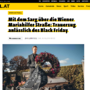 Mit dem Sarg über die Wiener Mariahilfer Straße: Trauerzug anlässlich des Black Friday - VOL.at - Roman Kmenta - Preisexperte